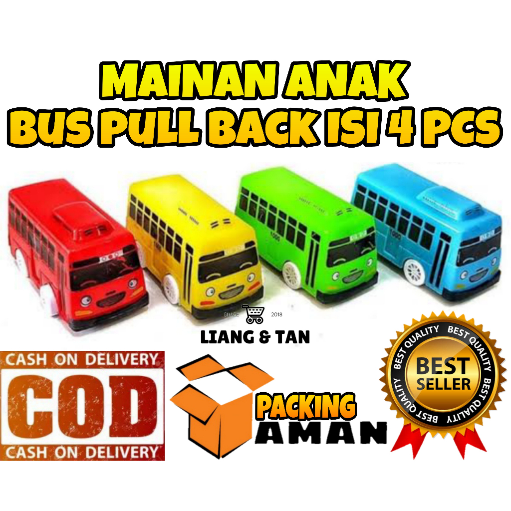 Promo Mainan Anak Laki Laki 4 Pcs Mobil Mobilan Lengkap The Little Bus Pull Back Karakter Lucu Murah Sni