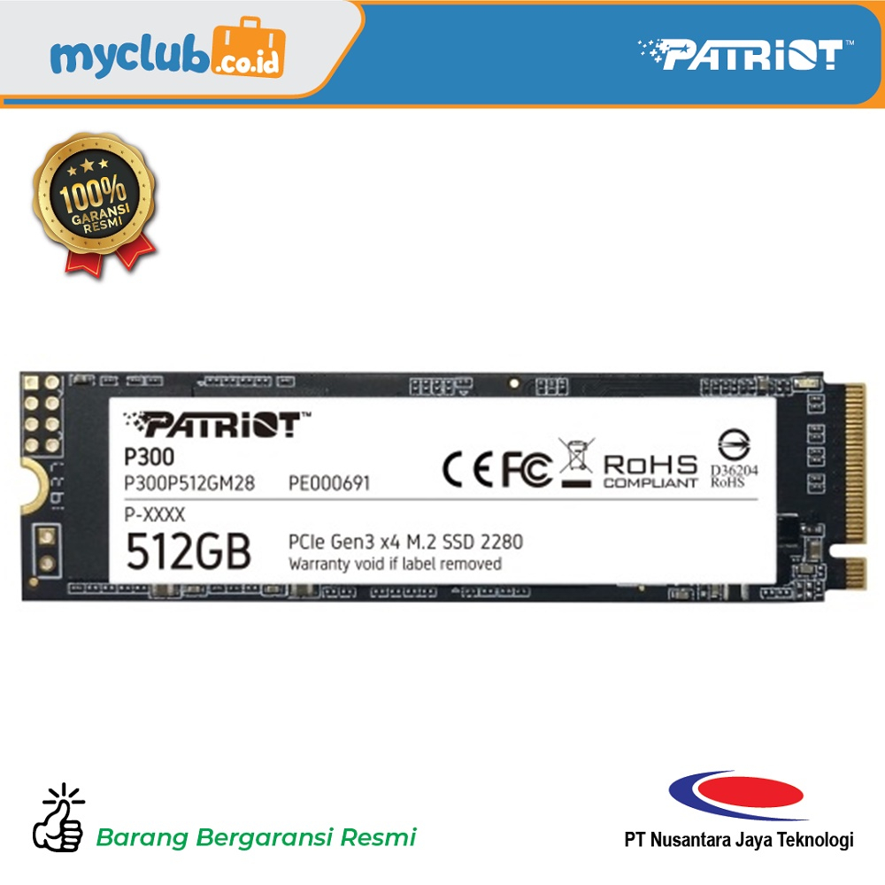Patriot P300 512GB NVMe SSD M.2 2280 PCIe Gen 3 x4