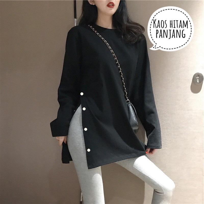 Setelan Basic Button Korean Oversize Tee  ( Atasan + Celana)