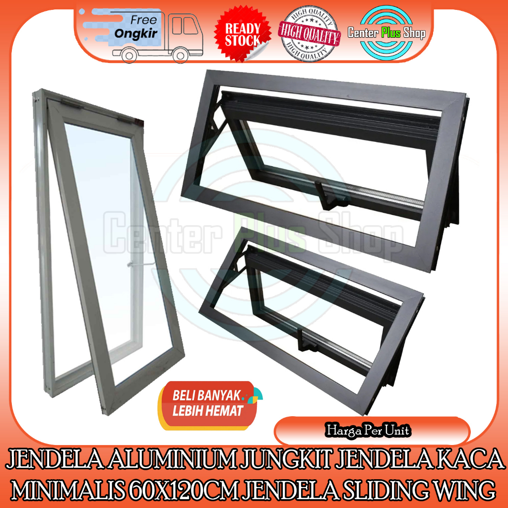 JENDELA ALUMINIUM JUNGKIT SWING L60xT120 60x120 1 DAUN WINDOW ALUMUNIUM L60 x T120 60 x 120 KACA 5MM