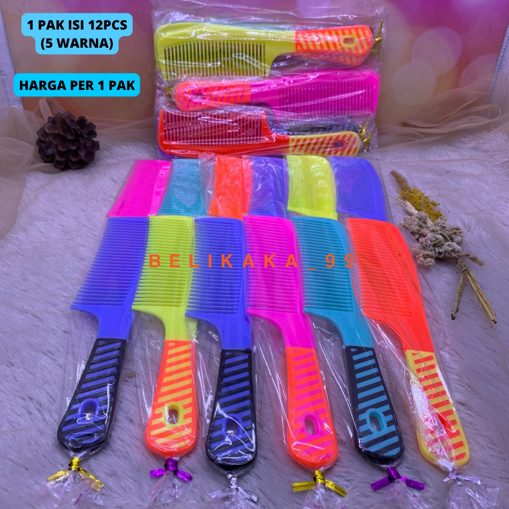 (12PCS) SOUVENIR SISIR RAMBUT GAGANG MOTIF GARIS BELANG / SISIR RAMBUT SOUVENIR WARNA WARNI / SISIR GAGANG MOTIF BELANG / SOUVENIR PERNIKAHAN SISIR RAMBUT / SOUVENIR SISIR GARIS BESAR / SISIR RAMBUT SOUVENIR NIKAHAN MURAH