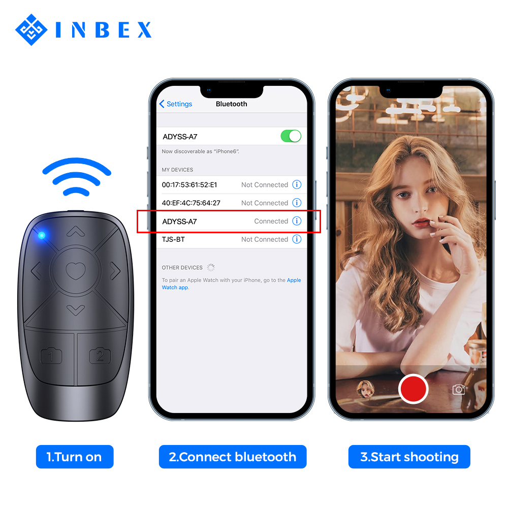 INBEX Bluetooth Remote Control/Remote Selfie Shutter for Android IOS Smartphone/5*3.3*1.05cm-3