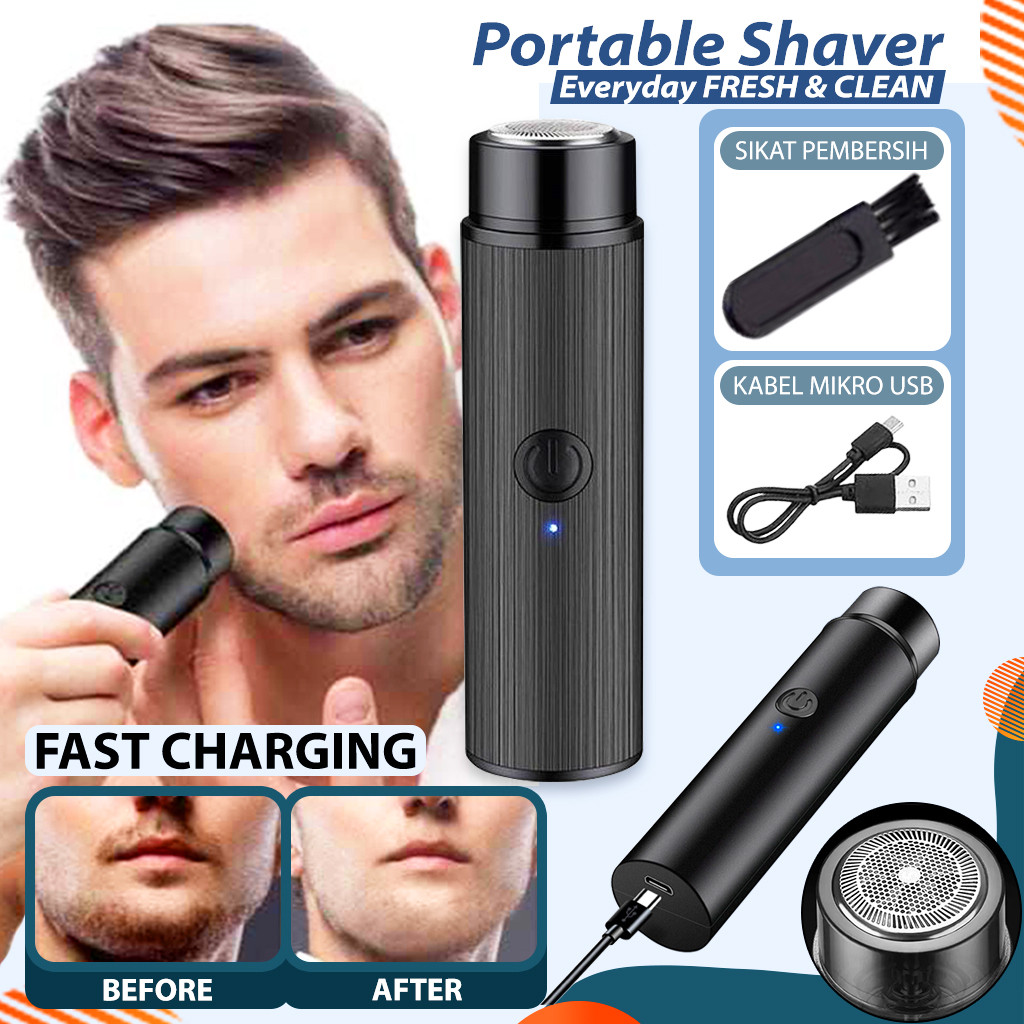 Alat Cukur Kumis Jenggot Bulu Ketiak Elektrik - Mesin Cukur Jenggot Mini Portabel Shaver Rambut - Portable Mini Shaver Charger Usb