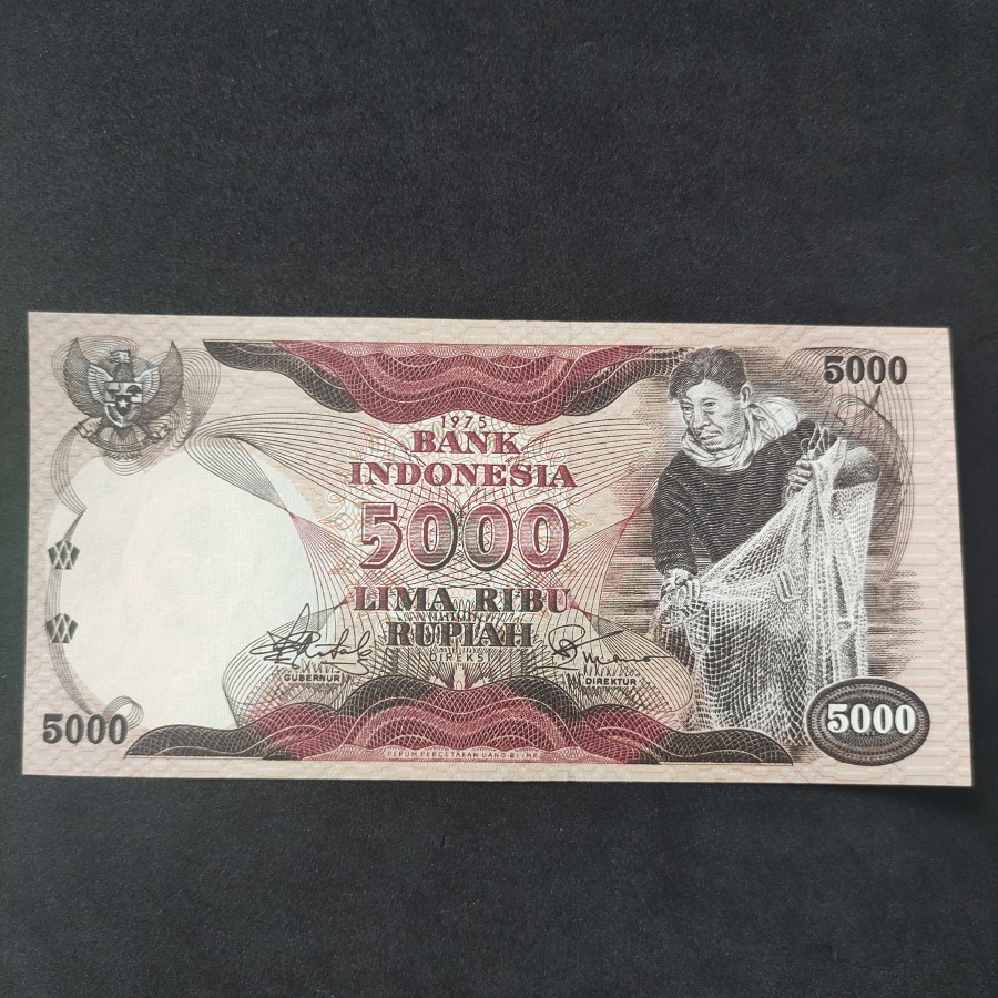 Uang Kuno 5000 Rupiah Penjala 1975 UNC LANGKA