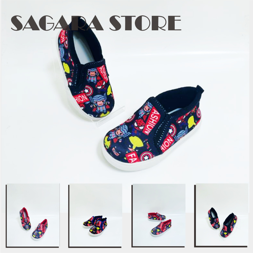 CORAZON Sepatu Slip On Anak Motif IRON MAN Lucu