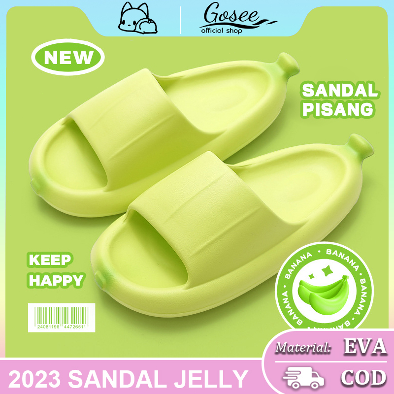 Sandal slop Pisang wanita kekinian korea murah Sandal rumah slip on wanita dewasa import Sandal jelly wanita cantik promo