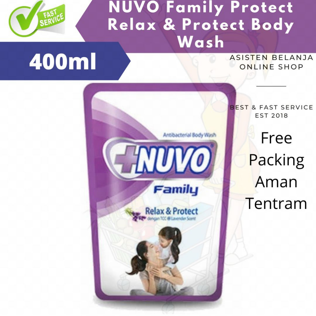 NUVO Family Relax and Protect Nature Protect Antibacterial Body Wash Sabun Mandi Cair Refill 400 ml 400ml