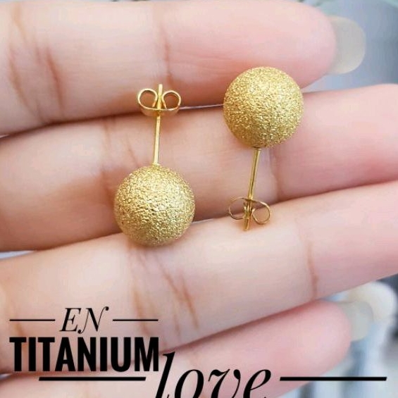 Anting Titanium Boba Bola Pasir Gold Cantik 505a1