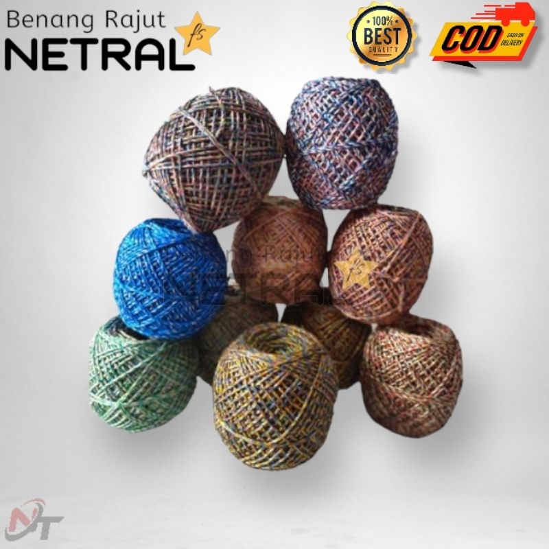 NETRAL - BENANG RAJUT POLY KILAP / POLYESTER MAMBO RANDOM WARNA