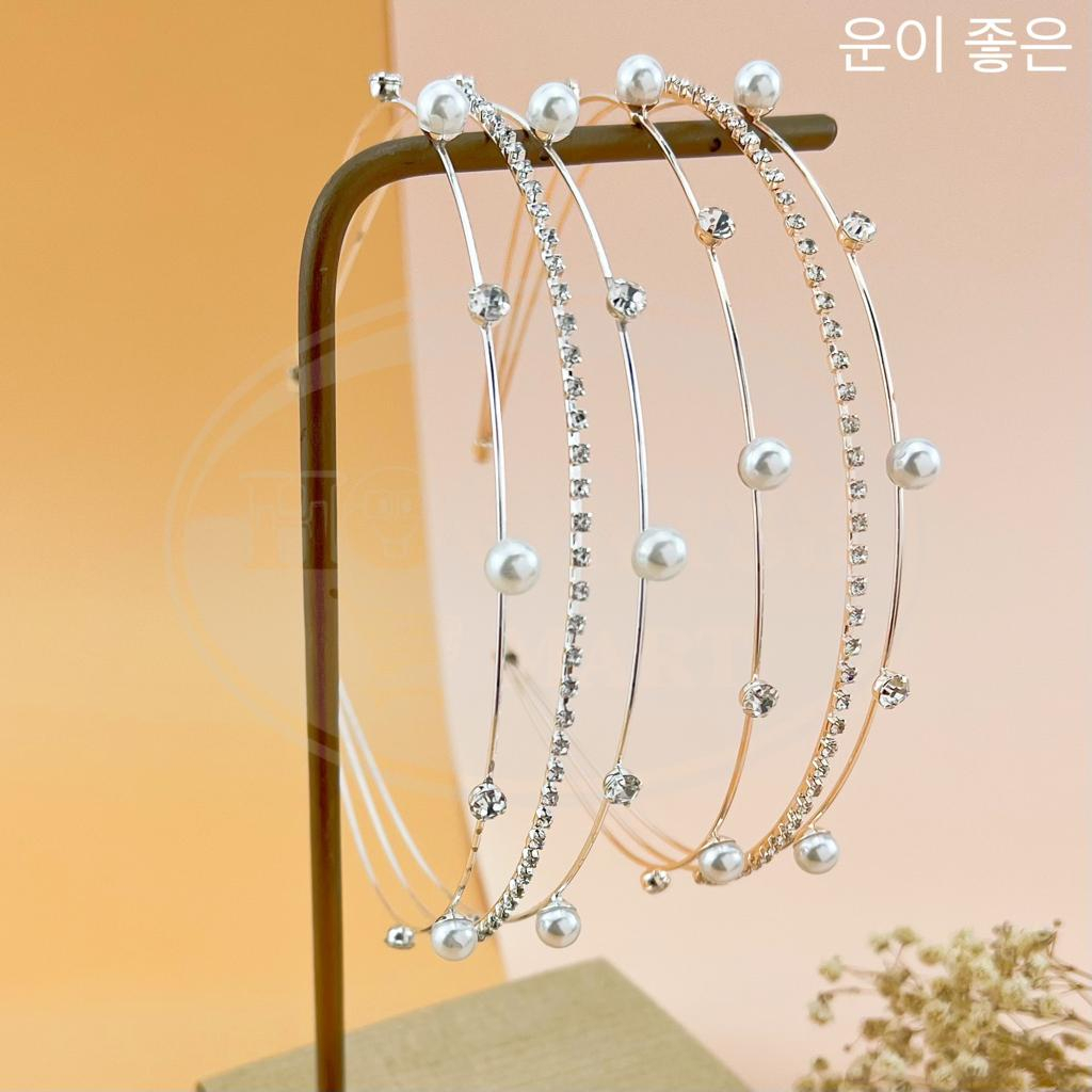 HK Bando Korea Kristal Manik Berlian Cantik / Aksesoris Hiasan Rambut Pesta Premium