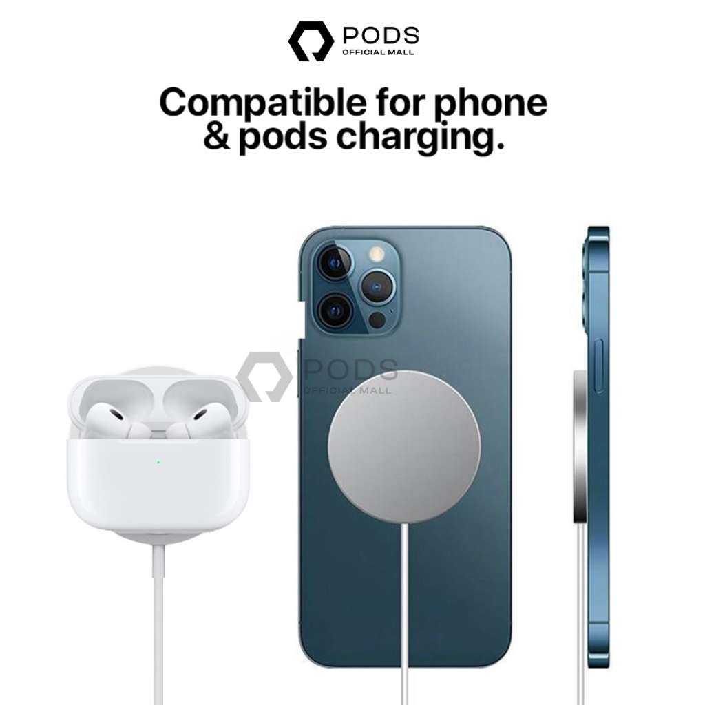 [BEST SELLER] Magnetic Magsafe Wireless Charger Fast Charging By Pods Indonesia