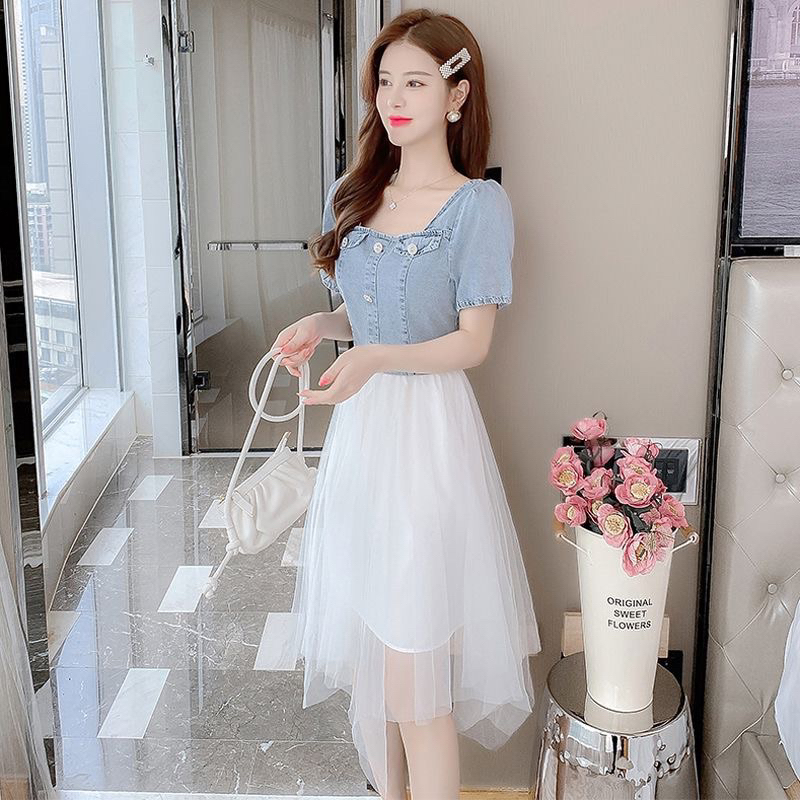 Dress Model Denim Variasi Dress Tile Putih M423