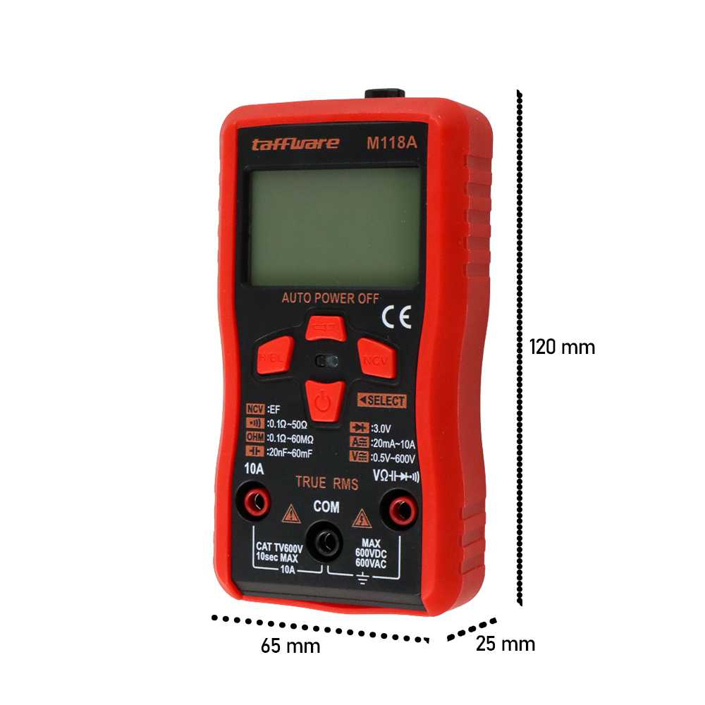 Multimeter Digital LCD Alat Ukur Tegangan Arus, Hambatan Listrik AC/DC Voltage Dengan Senter - M118A