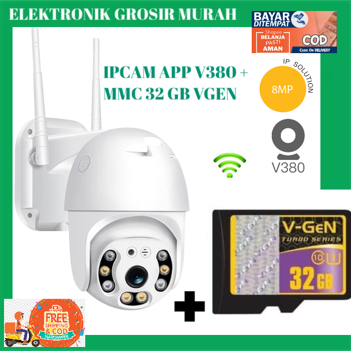 [ IPCAM V380/PRO + 32GB VGEN ] Ipcam cctv 8MP kamera keamanan rumah outdoor/indoor with infrared aplikasi V380.