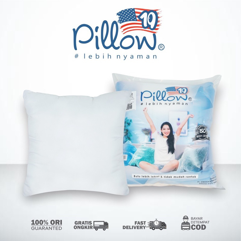 109 Pillow Bantal Sofa Polos  Putih berat Berbahan 100% Silicon Ukuran 40X40cm ORI 100%