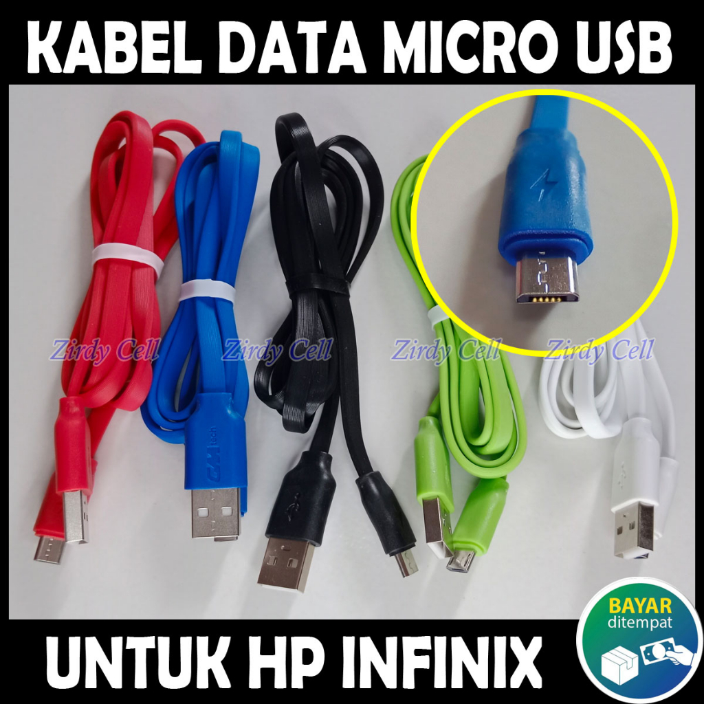 Kabel Data Charger Micro USB Untuk HP INFINIX HOT 12i 11 10 9 8 7 10S PLAY SMART 7 3 4 5 6 HD NFC PRO RAM 2 3 4 6 8 GB 4G 5G INFINIK Cable Carger Casan Cas Ces Biasa Panjang 1 Meter