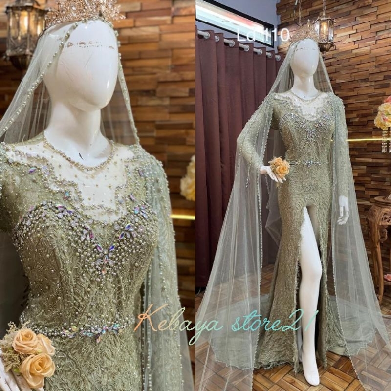 KEBAYA AKAD MODREN /DRES AKAD BELAH FULL PAYET / BAJU AKAD PENGANTIN TERBRU / KEBAYA MEWAH  / DRESS PENGANTEN