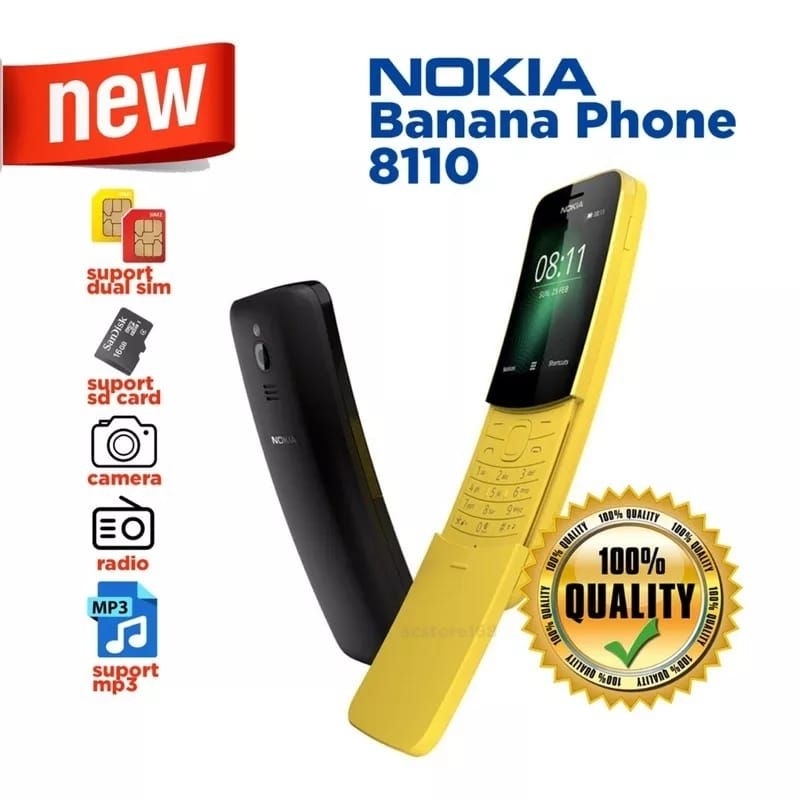 NOKIA 8110 BAHASA INDONESIA NEW NOK1A PISANG UNIK HP SLIDING