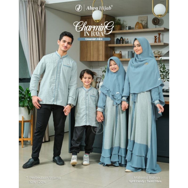 READY STOCK ALWA HIJAB SARIMBIT CHARMING IN RAYA  SARIMBIT LEBARAN FAMILY SET
