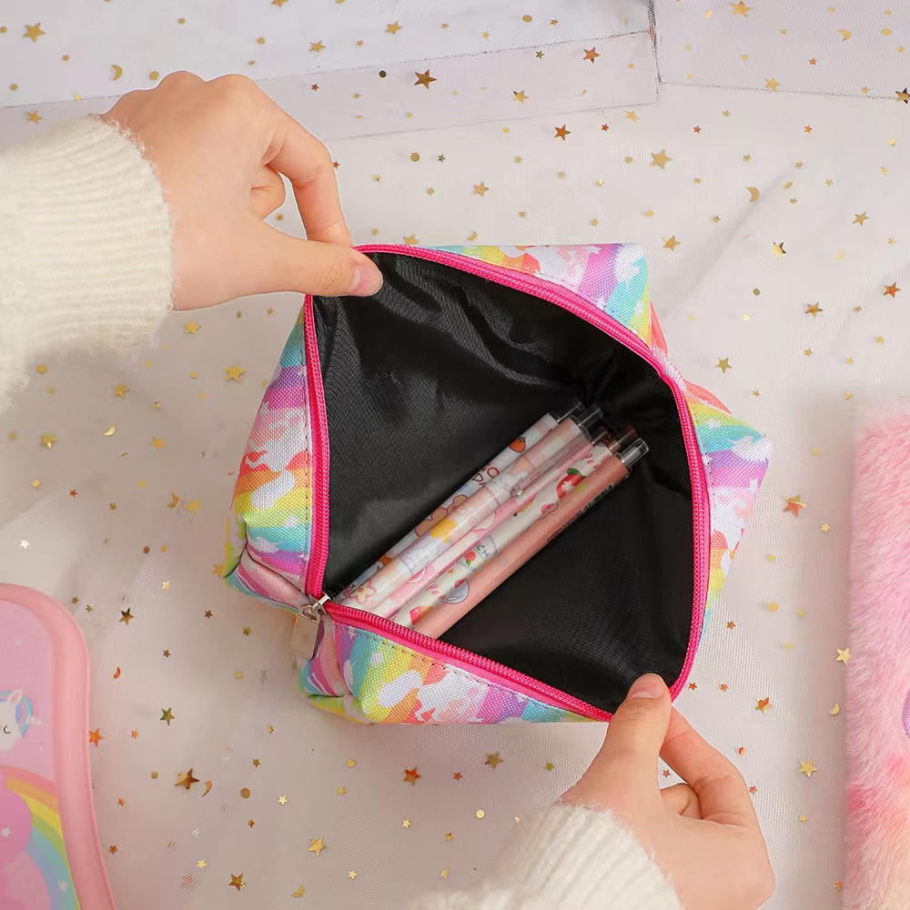 Kartun baru unicorn pencetakan tas pensil siswa belajar alat tulis penyimpanan kapasitas besar tas pensil barang tas penyimpanan tas kosmetik