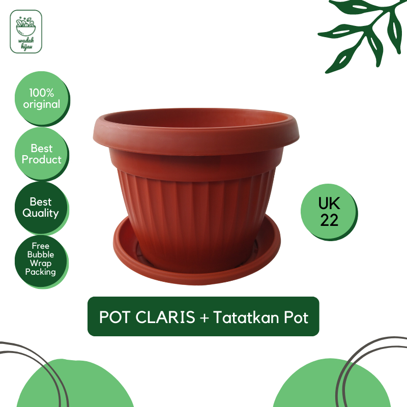 pot claris + tatakan pot 22 merah bata