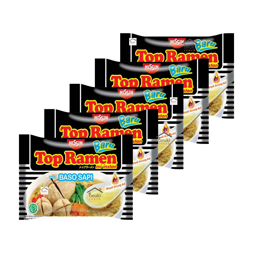 

5PCS Nissin Top Ramen Mie Instan Kuah Rasa Baso Sapi Bungkus Biru
