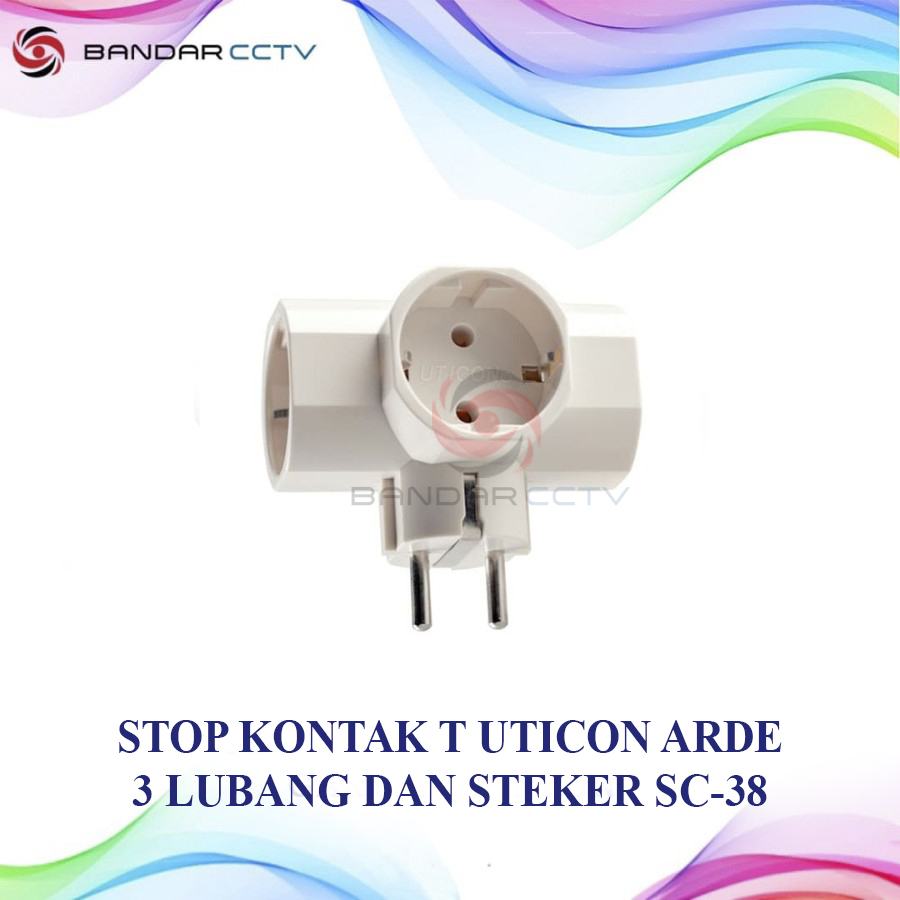 Stop Kontak T Uticon Arde 3 Lubang dan Steker SC-38
