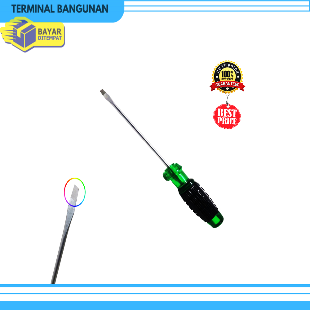 Obeng Minus Gagang Karet Hijau SIYOTA 4 5 6 8 Inch