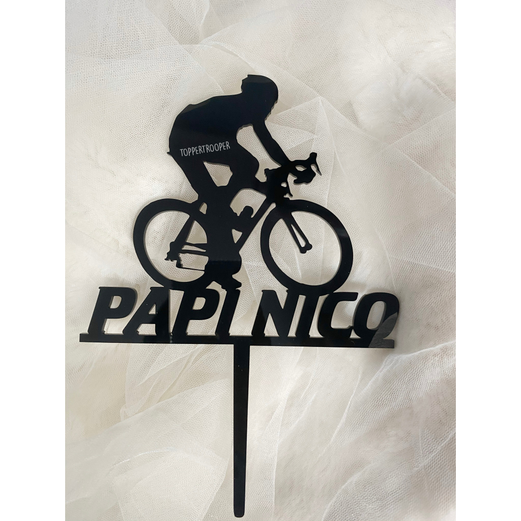 Custom Cake Topper Sepeda Akrilik | Topper Kue | Hiasan Kue