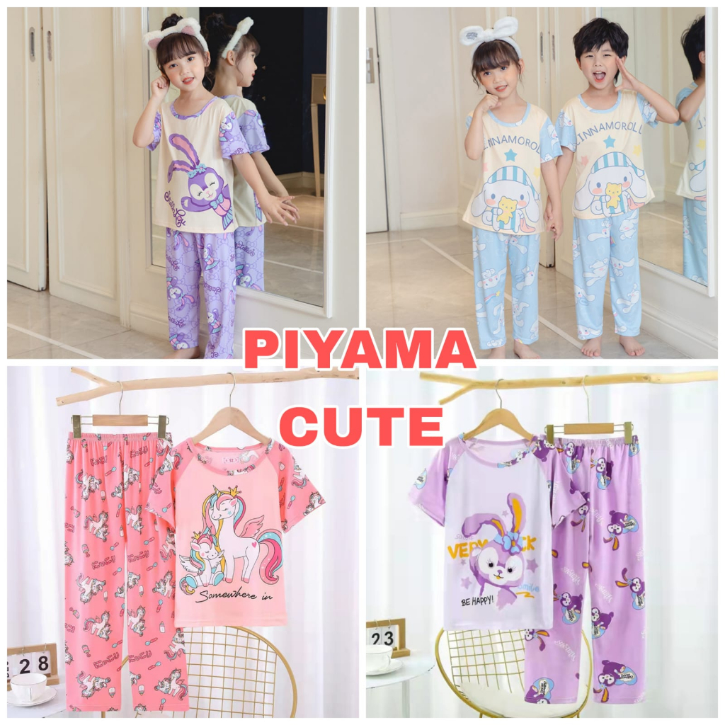 PIYAMA CUTE BAJU TIDUR ANAK CEWEK SET SANTAI DAILY FASHION IMPORT ADEM