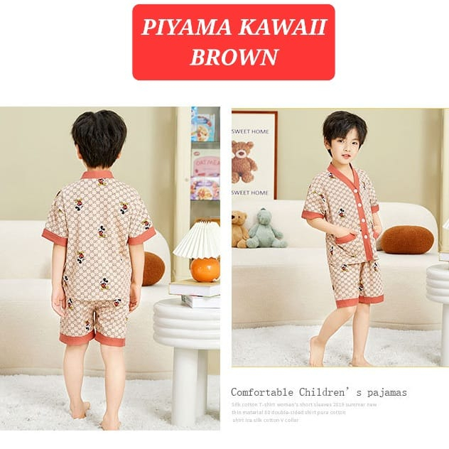 PIYAMA KAWAII BAJU TIDUR ANAK CEWEK COWOK FASHION KOREA IMPORT SETELAN SANTAI LUCU ADEM