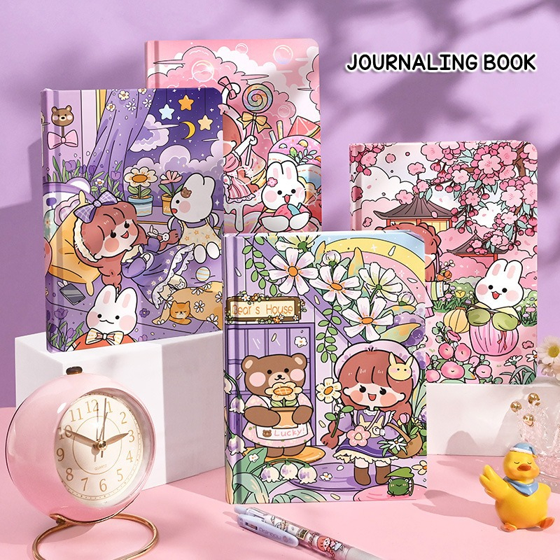 HARDCOVER HANDBOOK NOTEBOOK BINDER NOTEBOOK LUCU CARTOON DIARY MINIBOOK MEMO KECIL BUKU MEMO LUCU MEMO JOURNALING BOOK SCRAPBOOK MOTIF KARTUN ALA KOREA @banyak