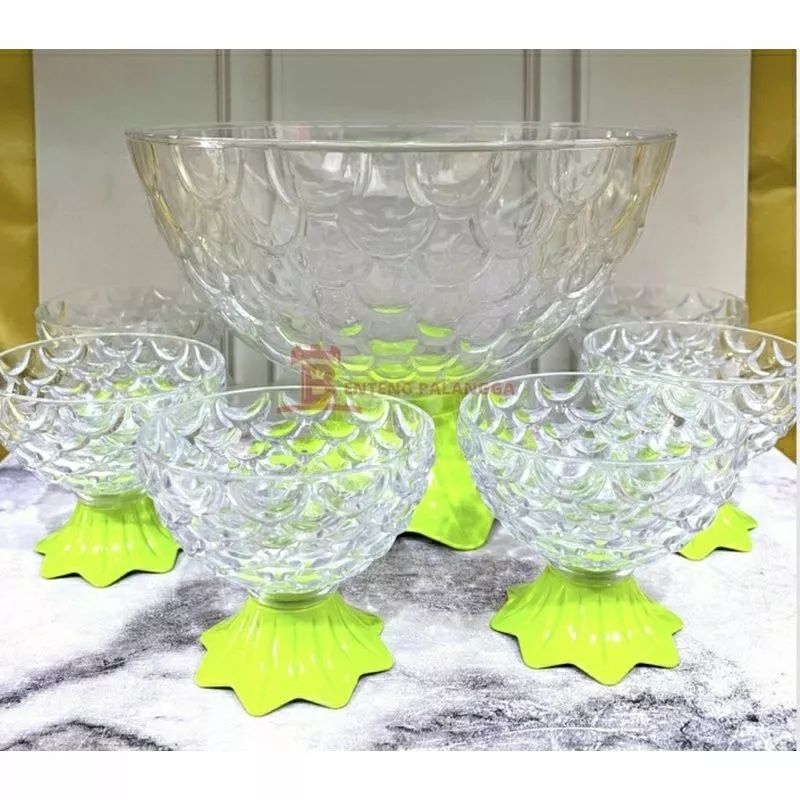 ⭐⭐⭐⭐⭐ Mangkok es buah jumbo transparan motif sisik ikan GOLDEN SUNKIST. Foodgrade ⭐⭐⭐⭐⭐