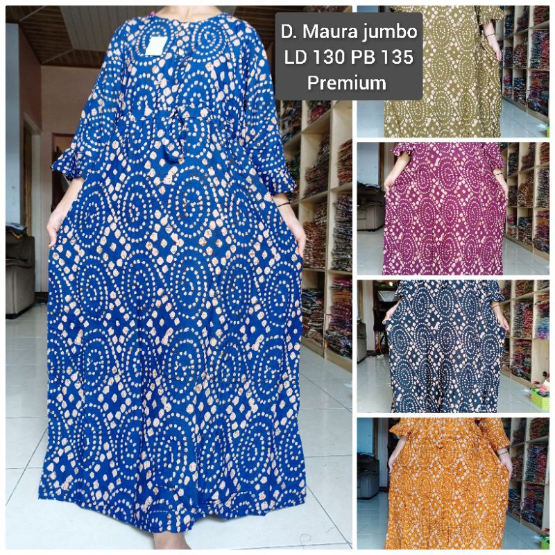 daster panjang Maura LD 130 bahan rayon premium adem banget jumbo XXL tebal dan tidak nerawang