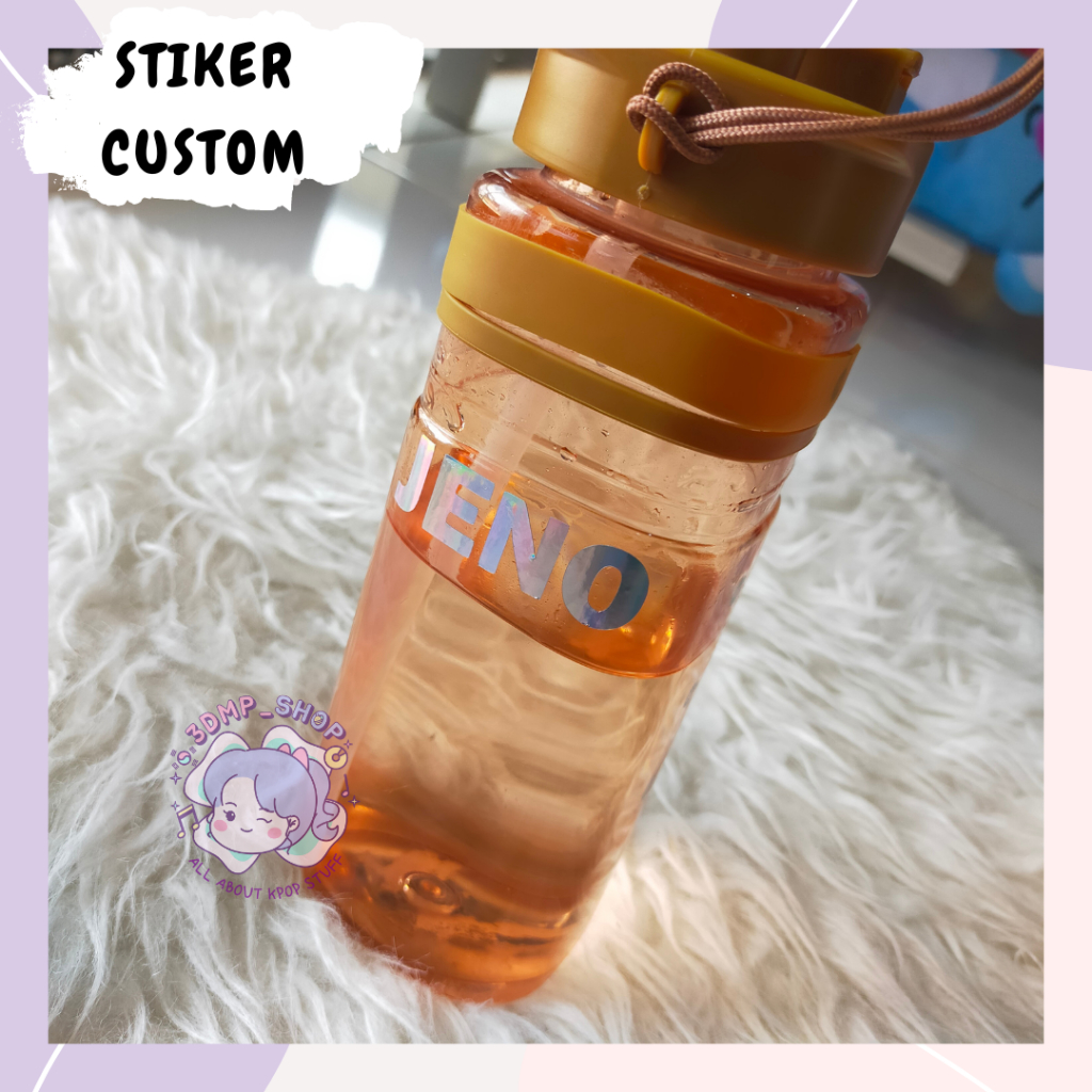 Stiker Nama CUTTING Request Custom hologram WATERPROFF Decal cocok untuk Botol Minum, Souvenir, Power Bank