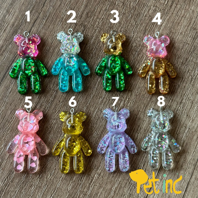 pet inc charms for necklace glitter bear