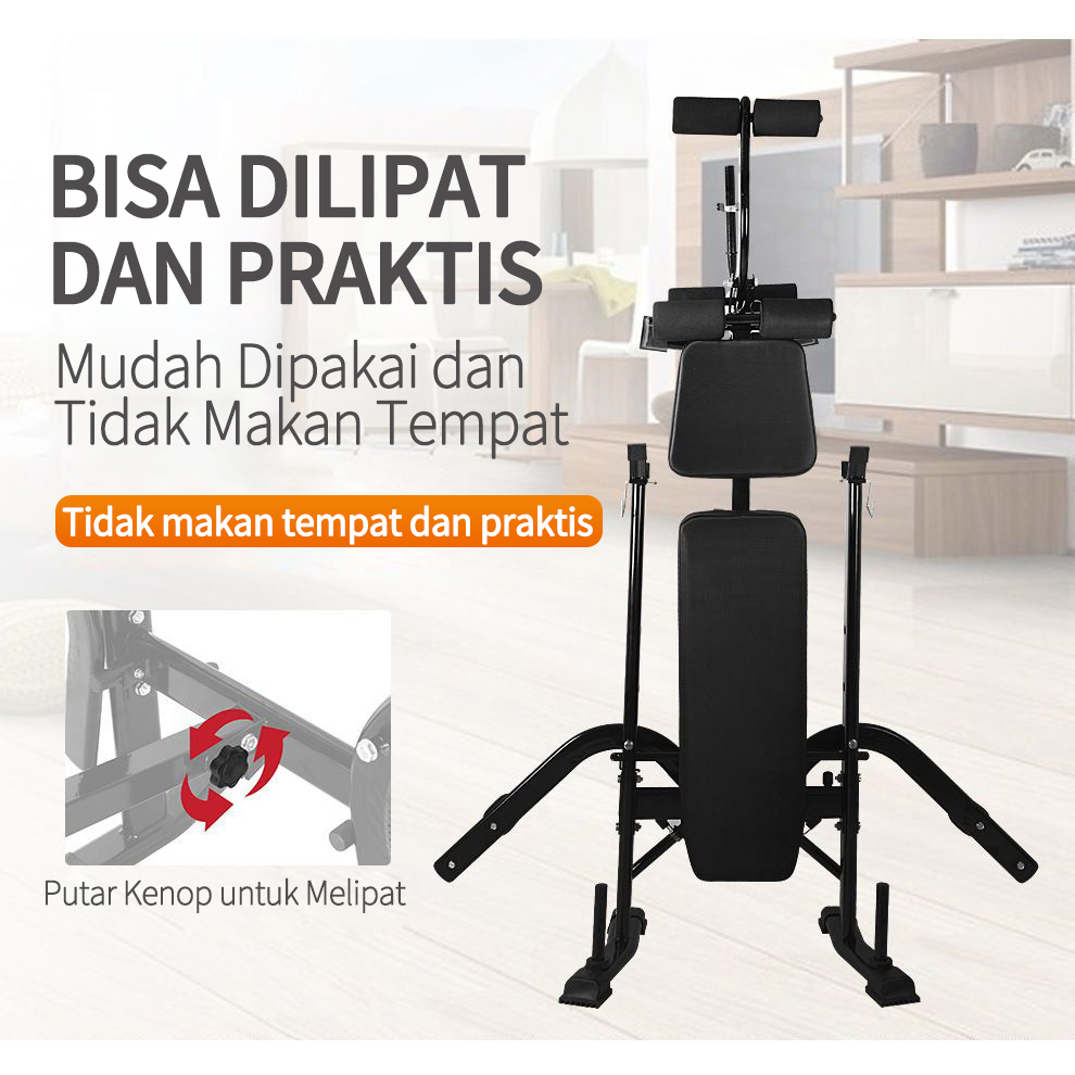 Weight Bench Press Multifungsi - Barbell Rack Gym / Peralatan Olahraga Rumahan