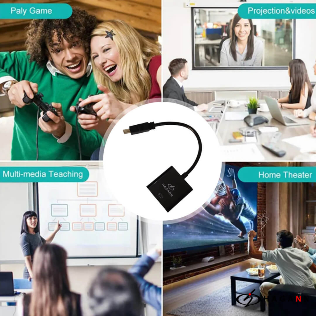 HAGANN CON-CC01 Converter HDMI to VGA | Kabel Adapter HDMI ke VGA | Konverter Konektor – Garansi 1 Tahun