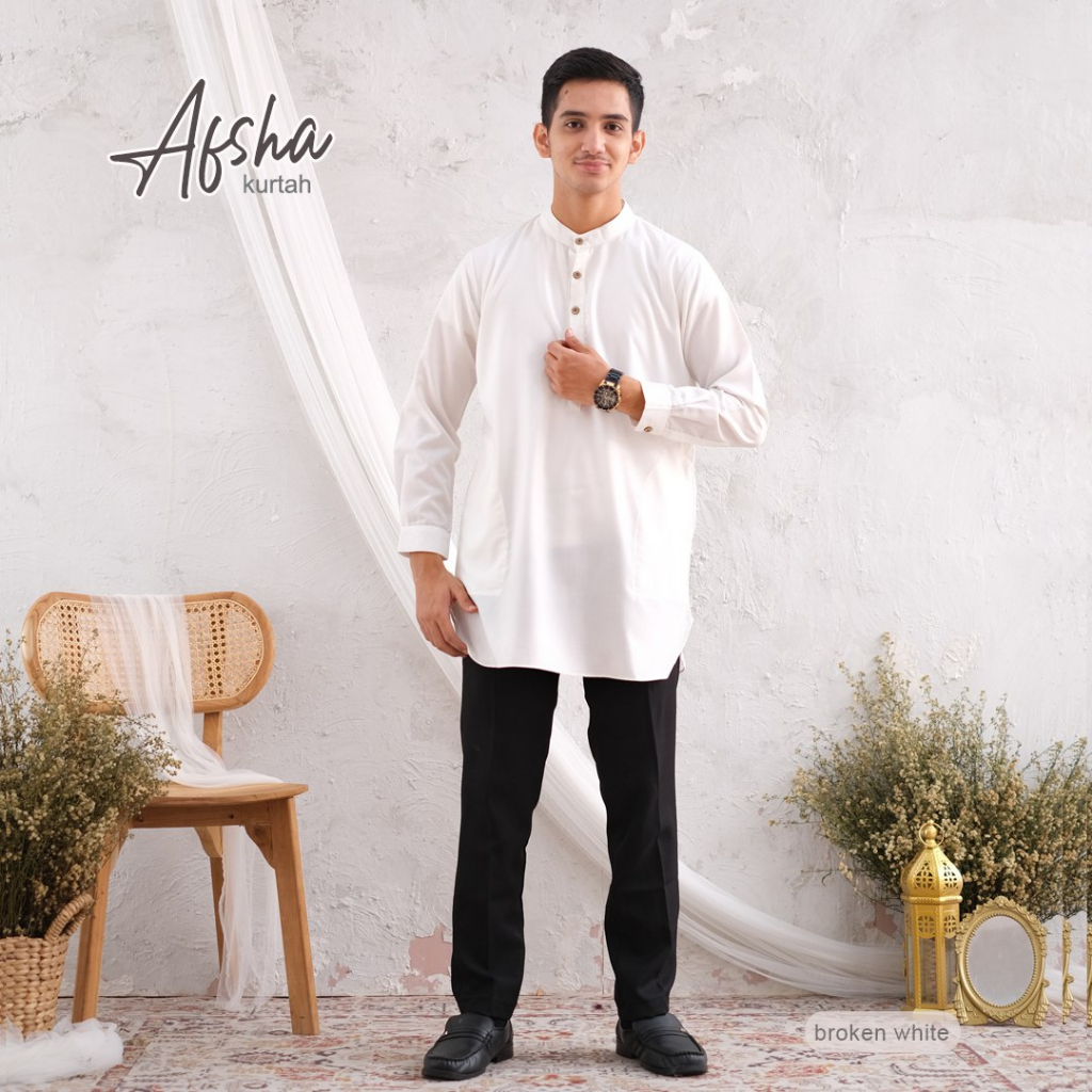 Riskirich Afsha Kurta Baju Muslim Pria Dewasa Kurta Lengan Panjang Premium