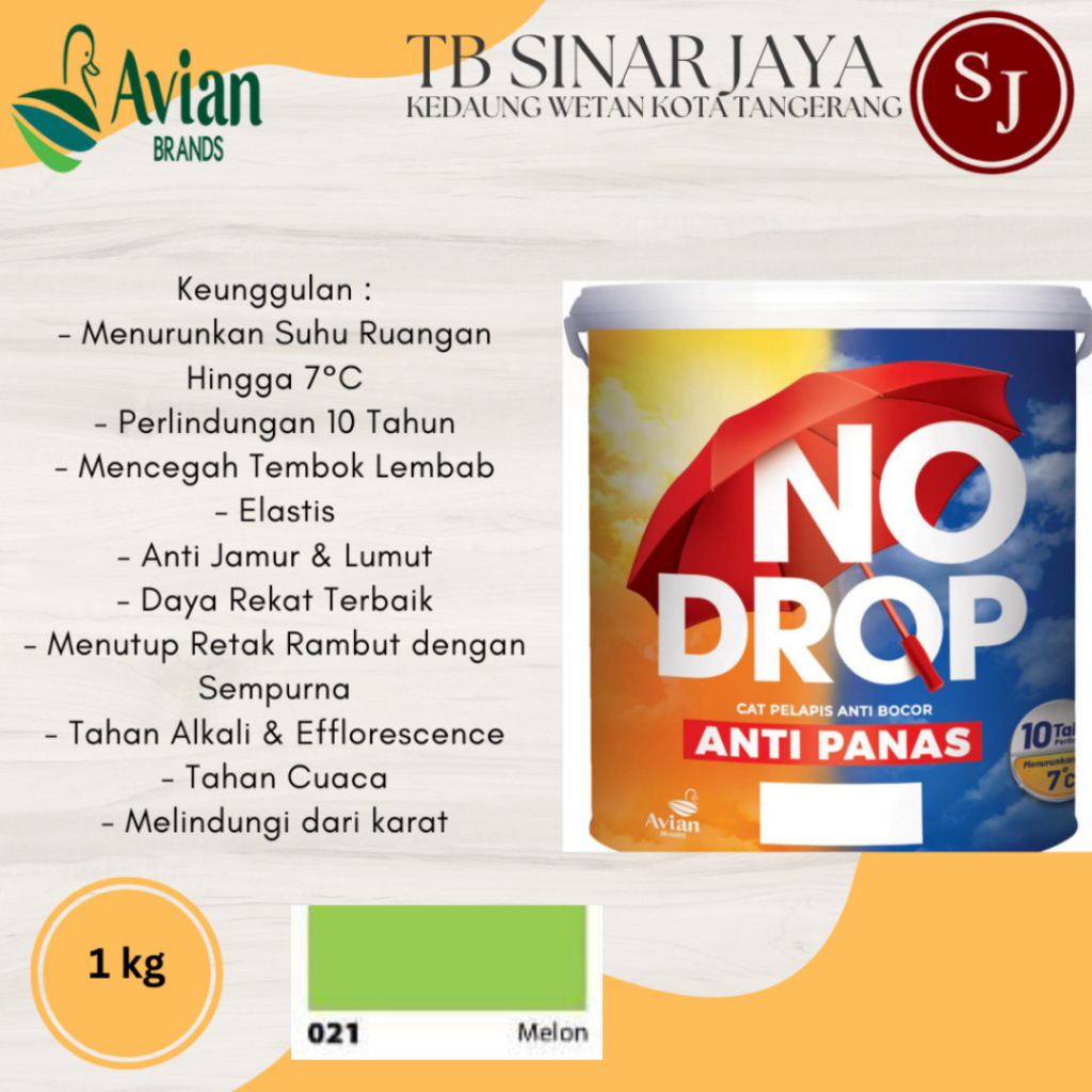 Cat Nodrop Anti Panas 1kg Cat Pelapis Anti Bocor Dan Anti Panas 10 Tahun - 021 Melon