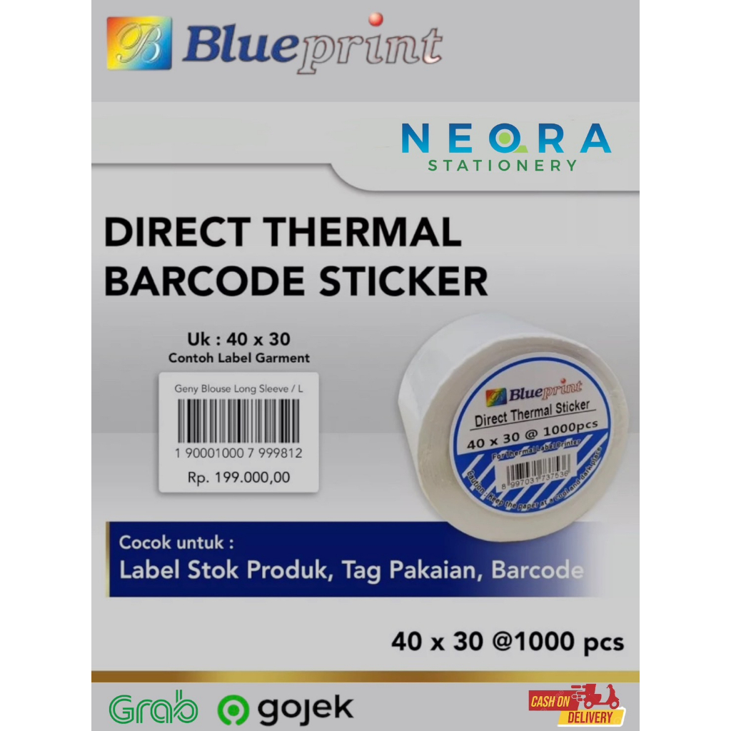 

Blueprint Kertas Thermal Label Sticker 40x30 | @1Roll