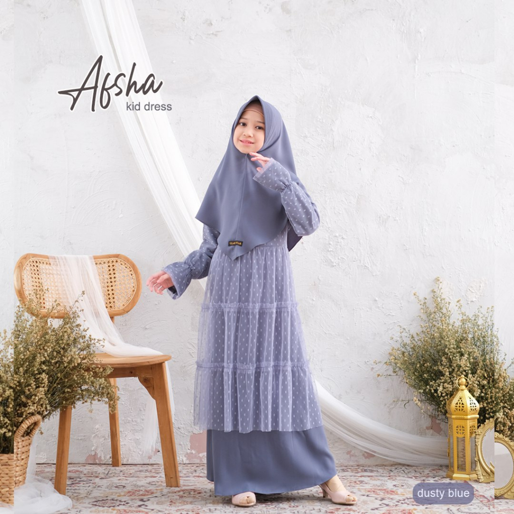 Afsha Dress - Gamis Muslim Anak Perempuan Premium by Riskirich