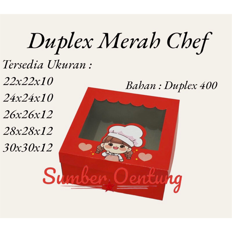 

[10PCS] DUS DUPLEX MERAH CHEF SOUVENIR KARTON BOX KOTAK HAMPERS KUE