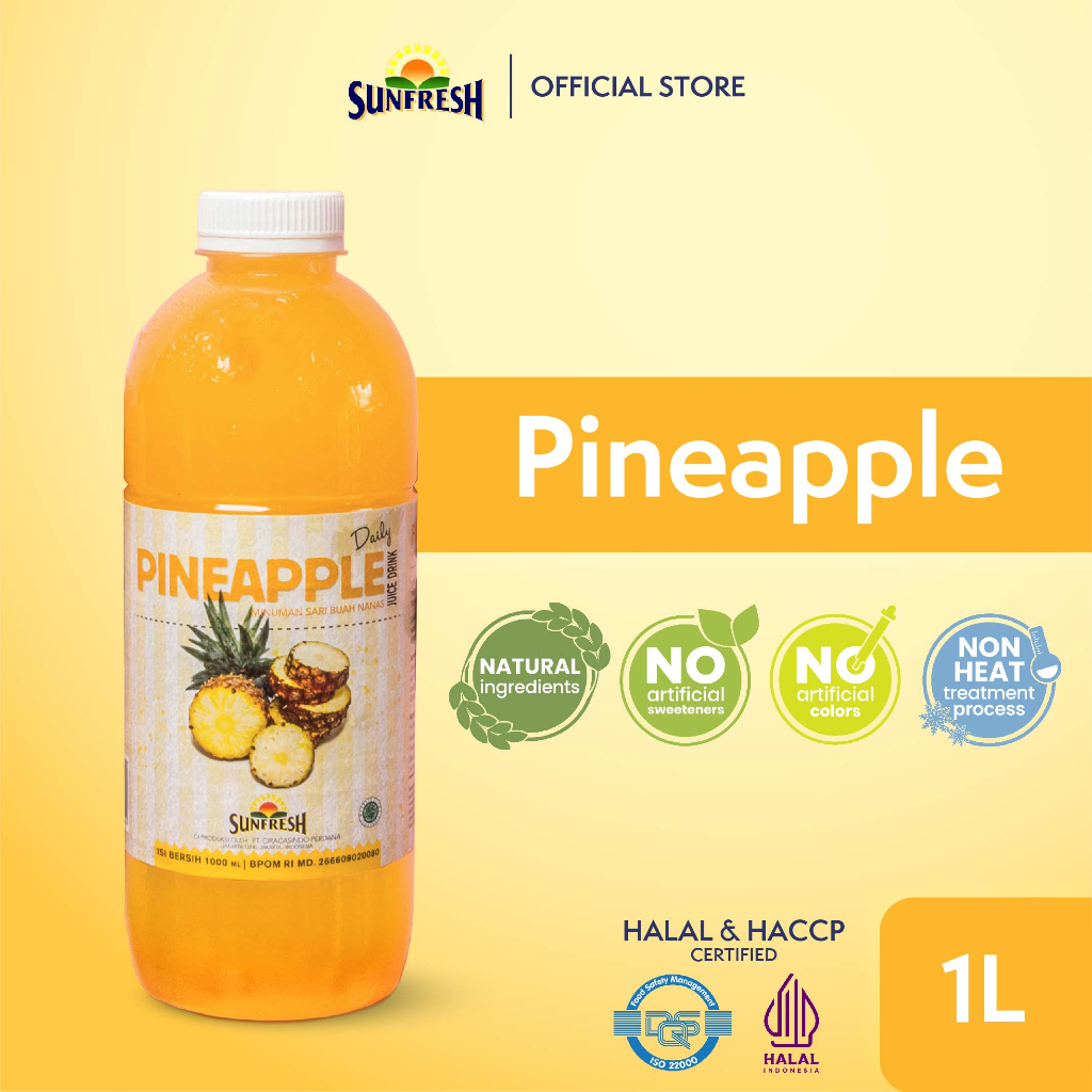 

Sunfresh Daily Pineapple Juice 1 Liter Mengandung Vitamin C - Jus Buah Nanas Asli