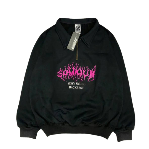 BIG SALE !!! Jaket Sweater Rugby Half Zipper Kombinasi Original EGTN SOMNIUM - Crewneck Sweater Berkerah Unisex - Crewneck Rugby