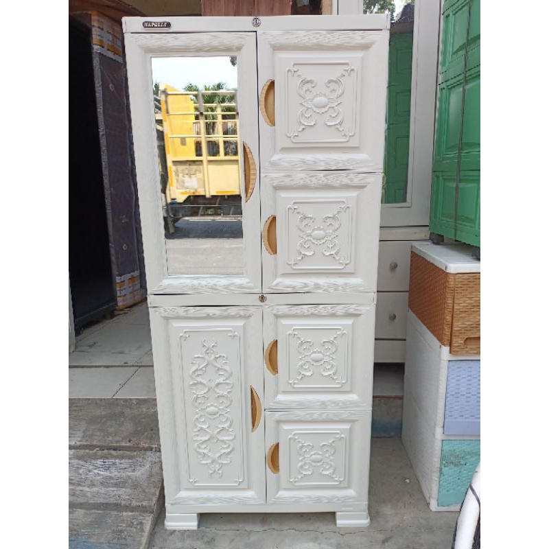 lemari plastik lemari baju kabinet komet ukuran kembang. kaca. kunci kaki. susun 4 Napoli kuat