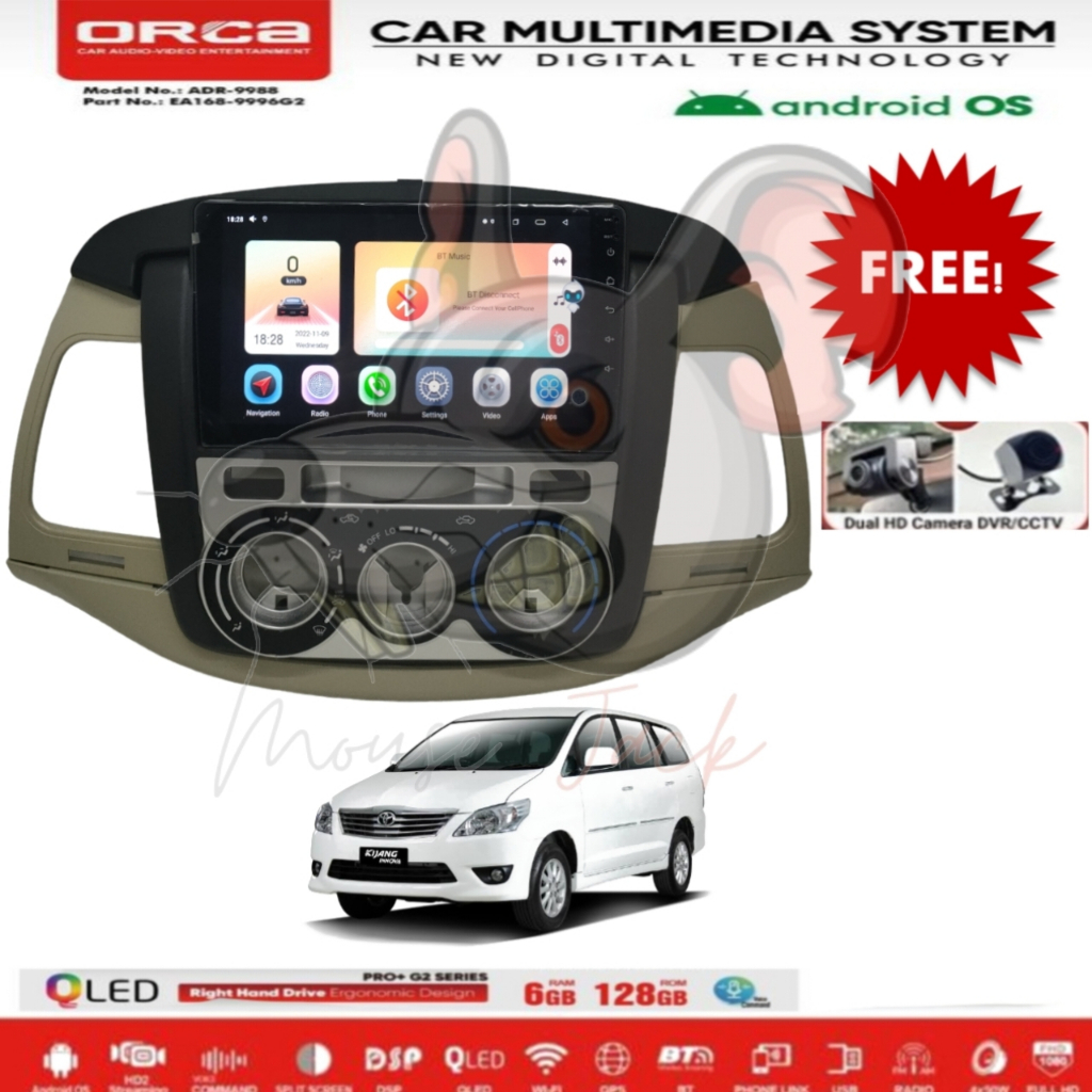 Head Unit Android Orca Pro Plus For Innova G 2004-2011 9 inch PNP 6GB-128GB