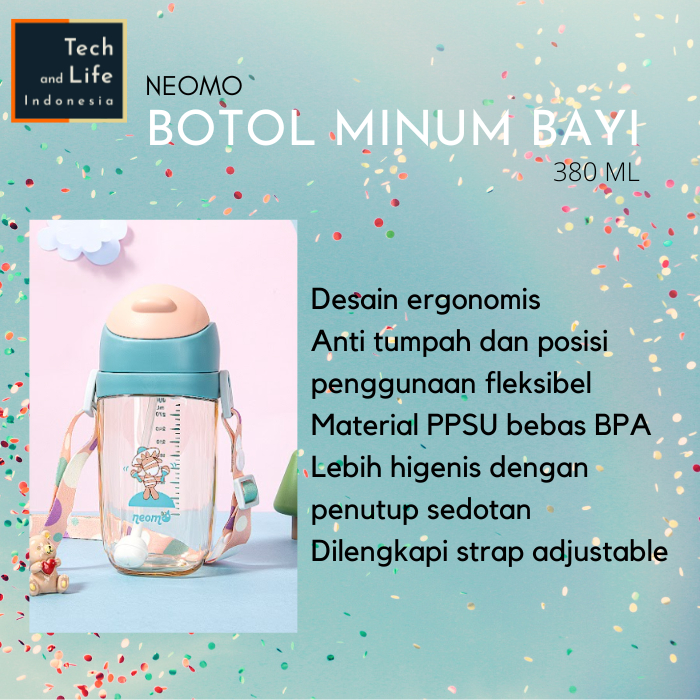 Botol Minum Sedotan Anak Bayi Neomo Training Straw Cup PPSU 380mL