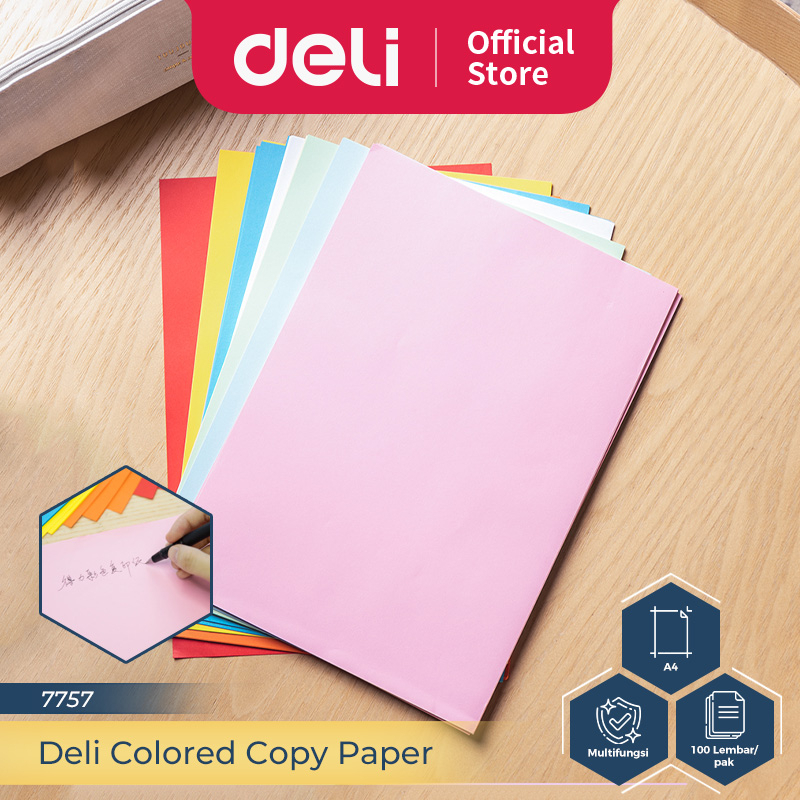 

Deli Copy Paper Kertas Fotokopi Berwarna A4 80gsm Isi 100 Lembar Warna Pastel Tebal Berkualitas 7757