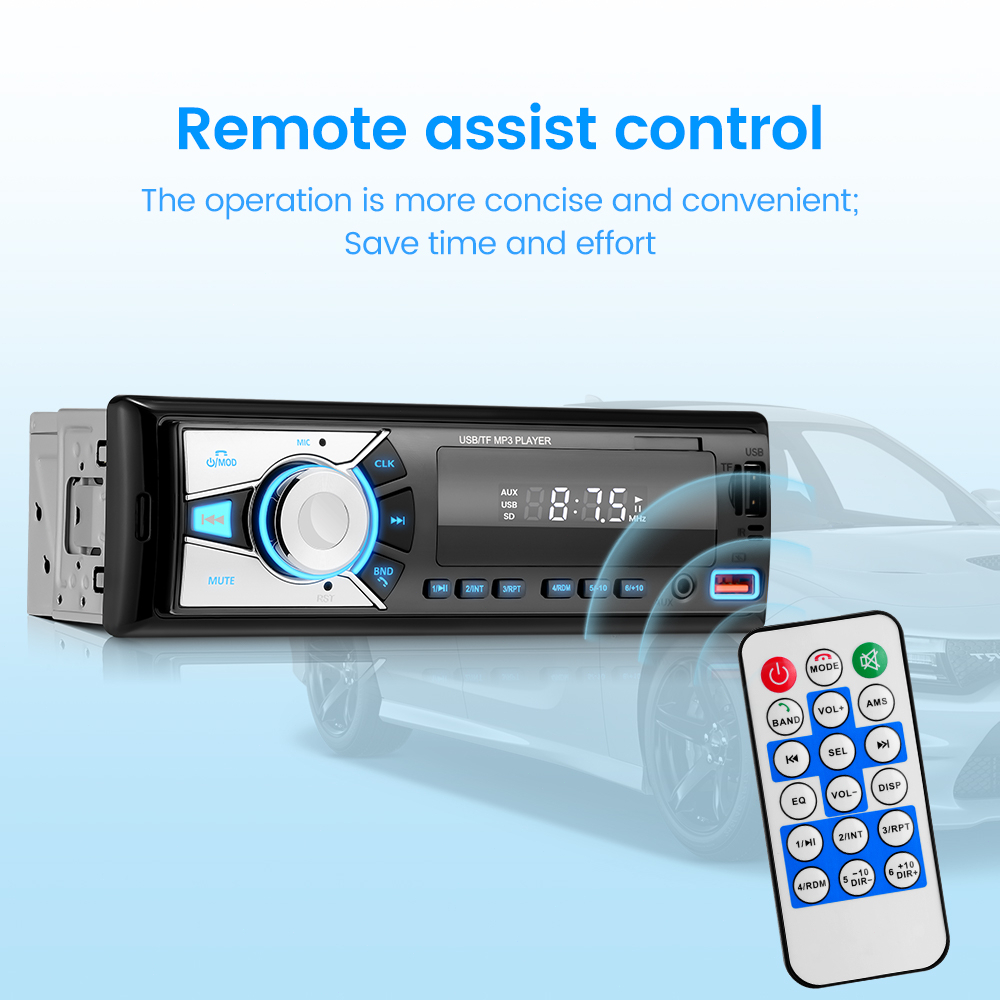 Tape Audio Radio Mobil with Phone App Control Multifungsi Bluetooth USB MP3 Head unit FM Radio bisa AUX TF USB